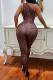 Snake Skin Printed One Shoulder Sexy