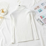Winter Jumper Turtleneck Sweater Knitted New Green Women Sweater Pullover Long Sleeve Slim Striped Vintage Sweaters