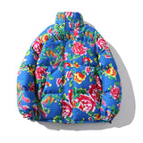 Northeast Big Flower Cotton-Padded Jacket Men And Women China-Fashion Chinese Wind Peony Flowers Add Thick Cotton Clothes Winter Warm Coat Oversize-Outfit