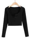 Rib Knit Long Sleeve Crop Top-Outfit