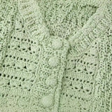 New Knitted Button Short Blouse 5755020-Outfit