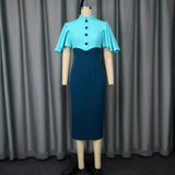 Retro Half-Necked Collared Lotus Leaf Sleeve Dress High-Rise Elegant Party Dress Dress Dress