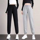 Toloer Pants Korean Version Loose Thin Students Tied Everything Ins Trend Casual Pants Autumn Women's Pants-Outfit