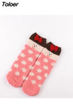 Cartoon Harajuku Rabbit Fox Bear Deer Cute Fluffy Coral Velvet Women Cotton Socks Autumn Winter Thick Warm Home Floor