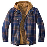 Plaid Cotton Coat Large Size Hooded Shirt Jacket