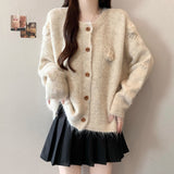 Toloer Small Fresh Three-Dimensional Flowers Knitted Shirt Women Autumn And Winter New Design Sense Age-Sensitive Sweater Coat