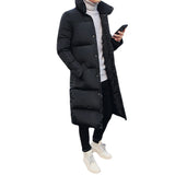 Winter Long Cotton Coat Men Handsome Long Style Over The Knee Thick Cotton-Padded Clothing Korean Version Students Trend Big Cotton-Padded Jacket-Outfit