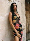 Women's Floral See-through Sleeveless Summer Spaghetti Strap Backless Party Dress Beach Streetwear Cover-up Sundress-Outfit