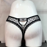 V Drowsing Hollow Lady T-Shirt T-Shirt Lace Trousers Love Lace Cotton Crotch Large-Size Thong Trousers Low-Rise