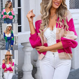 Women's Temperament Thread Under The Fork Knit Shirt Fashion Long-Sleeved Solid Color