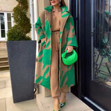 New Autumn Women's Dress A Number Of Stylish Long-Sleeved Collar Coat Prints This