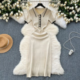 Feel Dress Women 2025 New Design Color Short-Sleeved Polo Collar Knitted Ass