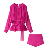 Homemade New Women's Classic Pressed Flawed Belt Design Loose Net纱 Dress