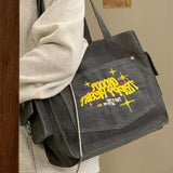 Vintage Washed Large Canvas Crossbody Bag-Outfit