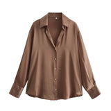 Homemade New Women's Fashion 20 Color Silk-Sense Tidling Shirt