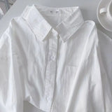 And Autumn Milk Yellow Cotton Polo Collar Sunscreen Shirt Women Loose Long-Sleeved Shirt Jacket Solid Color Air Conditioning Shirt