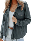 Zipper Jacket Women Button Down Outerwear Spring Autumn Casual Streetwear Drawstring Hem Jackets Fashion Aesthetic Female