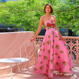 Design Stitched With A Sexy Thoracic Print High-Waisted Dress Evening