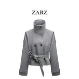 Homemade New Women's Oceaned Tfleet Tweed Eye Knitted Coat