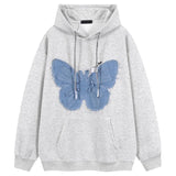 Patchwork Denim Butterfly Vintage Hoodie-Outfit
