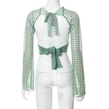 Green Sequin Bandage Crop Top-Outfit