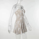 White Square Neck Lace Mesh Long Sleeve Mini Dress-Outfit