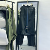 Summer New Solid Color Round Collar Sleeveless Top High Waist Broad Leg Pants Two Sets Of