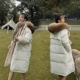 Long Winter Coat Women Hooded Down Parka Ladies New Warm Winter Jacket Women Loose Big Fur Collar Jacket