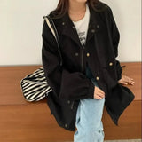 2022 Autumn Winter New Coat Long Sleeve Retro Women Jacket Korean Harajuku Streetwear Gothic Jackets Windbreaker Clothes