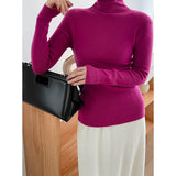 Women's Turtleneck Solid Bottomed Knit Shirt 2022 Autumn Winter Korean Style Simple 8-color