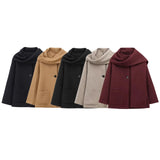 Winter New Women Equipped With Scarf Long-Sleeved Blended Coat Loose Temperament