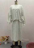 2025 New Solid Color Loose Blouse Casual Lazy Skirt