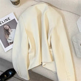 Toloer And Autumn New Fashion Small Web Celebrity Fried Street White Short Suit Jacket Female Simple All-Match Niche Suit-Outfit
