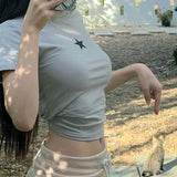 Star Logo Graphic Crop Top-Outfit