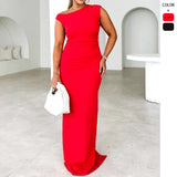 Women's Spring And Summer Explosion Of Sleeveless Back Open Fork Folded Tight
