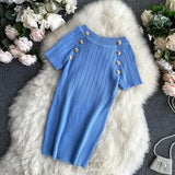 Sleeve O-neck High Quality Knitted T-shirts With Decorated Buttons Girls Stretchy Top Thin Tshirt Summer Tees For