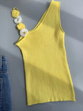 Toloer Color Lemon Yellow Vest Female Dopamine Wear With Stereo Flower Sling Handmade Hook Flower Diagonal Shoulder