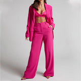 Toloer Spot 2024 Spring New Fashion Temperament Lapel Long Sleeves High Waist Trousers Two-Piece Set-Outfit