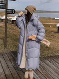 Over The Knee Long Big Quilt Down Jacket Female 2024 Winter Fashion Thickened Design Sense Pleated Sleeve Bread Coat-Outfit