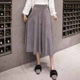 Skirt Women's 2023 Autumn And Winter New Korean Version Of Wool Skirt A-Shaped Skirt Medium-Long High-Waist Pleated Skirt-Outfit