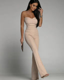 Fashion Tube Top Long Jumpsuit Women Elegant Temperament Tube Top Wide-leg Jumpsuit Women 425-0-Outfit