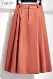 Fashion 2023 Summer Skirts Women Korean Style High Waist Mid Calf Elegant Button Long Maxi Skirts Female School