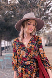 Women's Mid Waist Long Sleeve Vintage Print