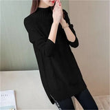 Knit Sweater Pullover Autumn Winter Clothes Korean Solid Long Sleeve Pull Warm Half Turtleneck Sweater Female Jumper
