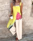 New Summer New Women's Printed Retro Jumpsuits Loose Sleeveless