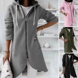 Street Intellectual Zipper Hooded Long Lining