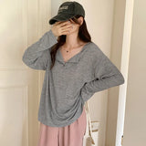 Version Of Loose Casual Long-Sleeved Sweater Women's Autumn New Solid Color Lazy Style All-Inclusive Top-Outfit