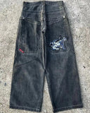 Hiphop New Spring Hip-Hop Style Straight Jeans With Loose Broad Legs-Outfit