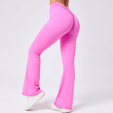 Toloer Hip Yoga V Waist Bell Bottom Pants Fitness Exercise Wide Leg Micro La High Waist Fast Drying Yoga Pants 43210-Outfit