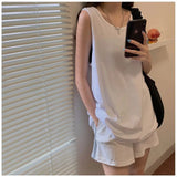 Summer Women Streetwear Tanks Korean Casual Female Solid Sleeveless Tops BF All Match Loose Sports T Shirts New-Outfit